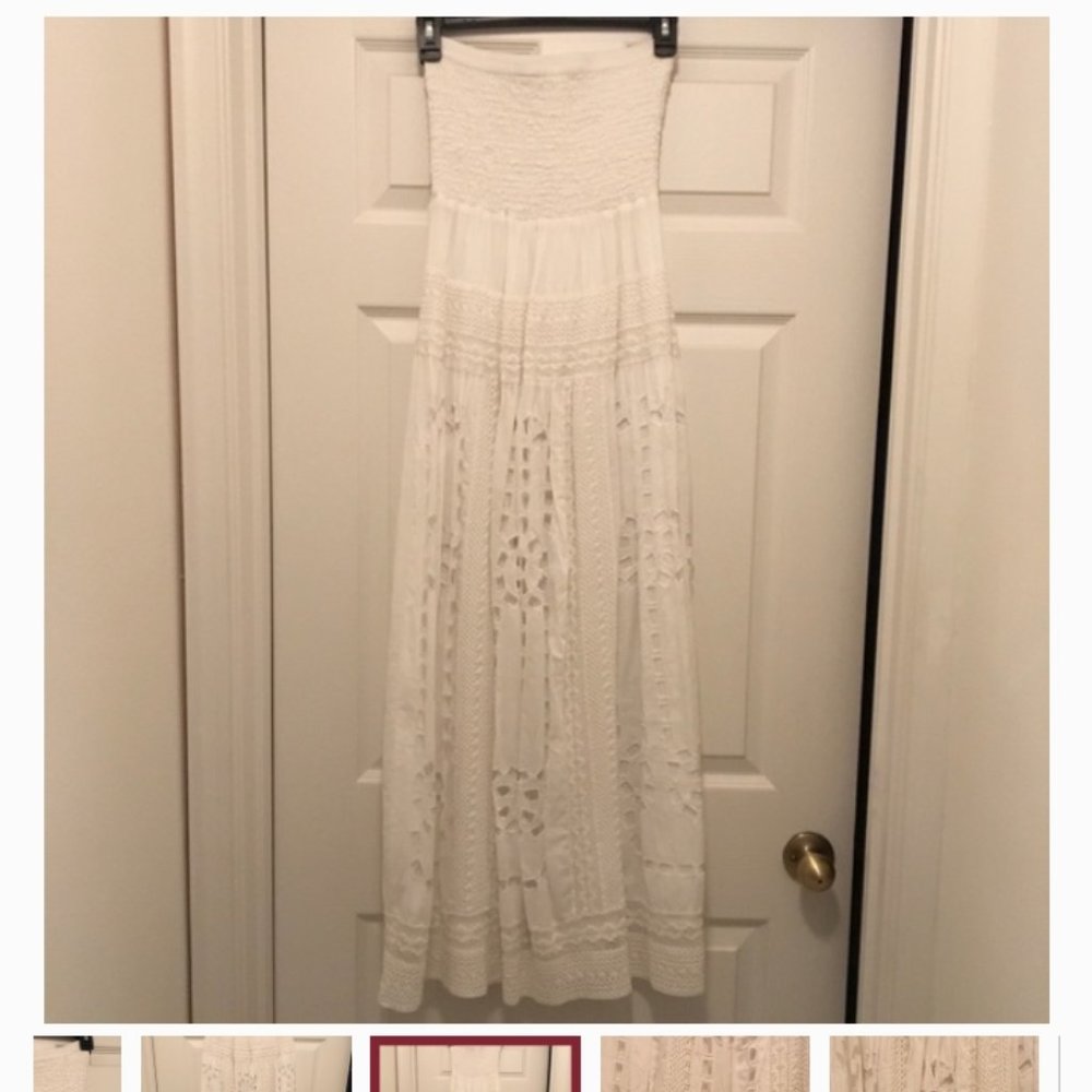 Vintage Michael Kors white strapless iolite dress, wedding rehearsal, beach